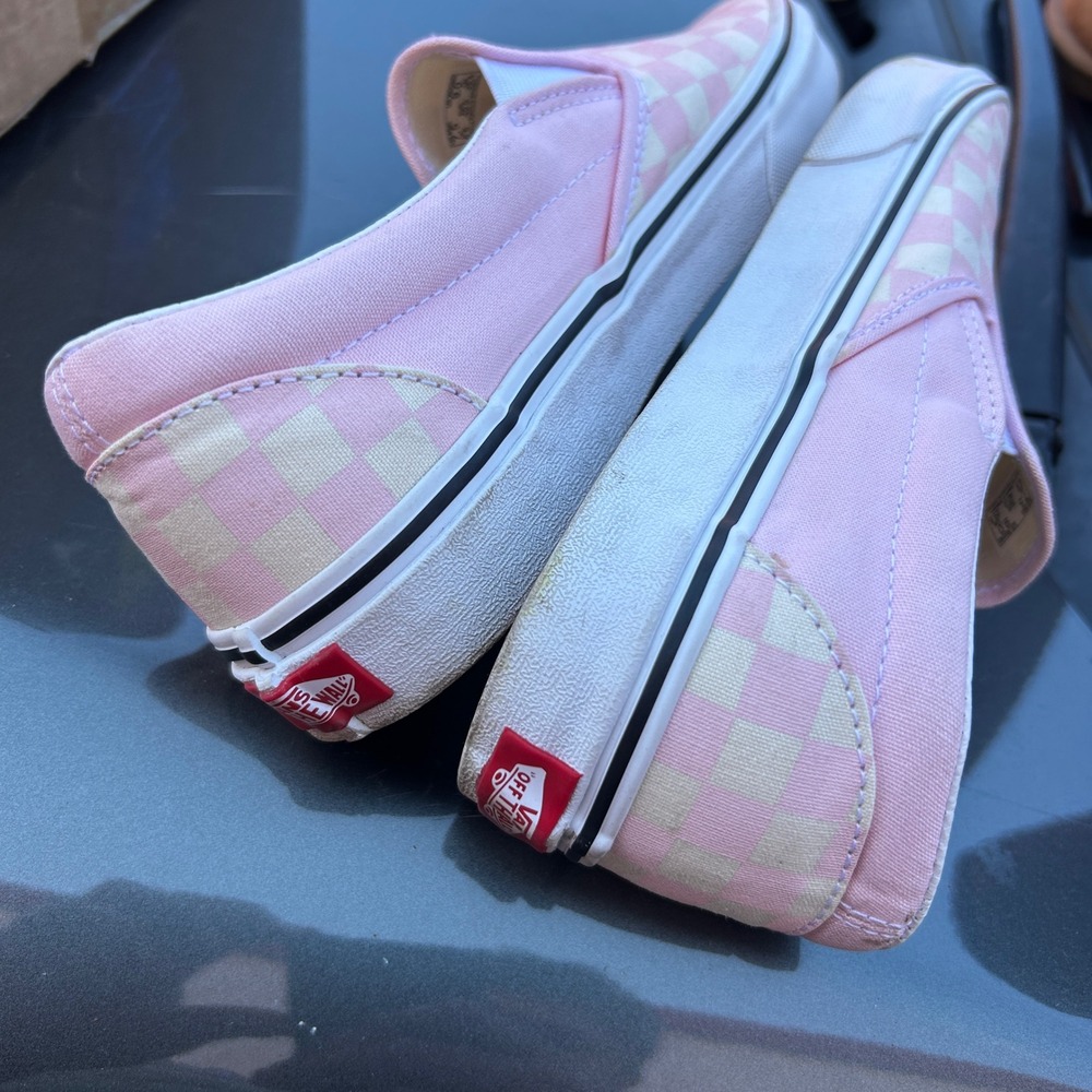 Vans Classic Slip-On Pink Checkerboard Sneakers Mens 7.5 Womens 9 - Picture 5 of 8
